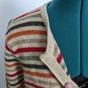 Eagles eye, vintage striped wool cardigan with Zip.